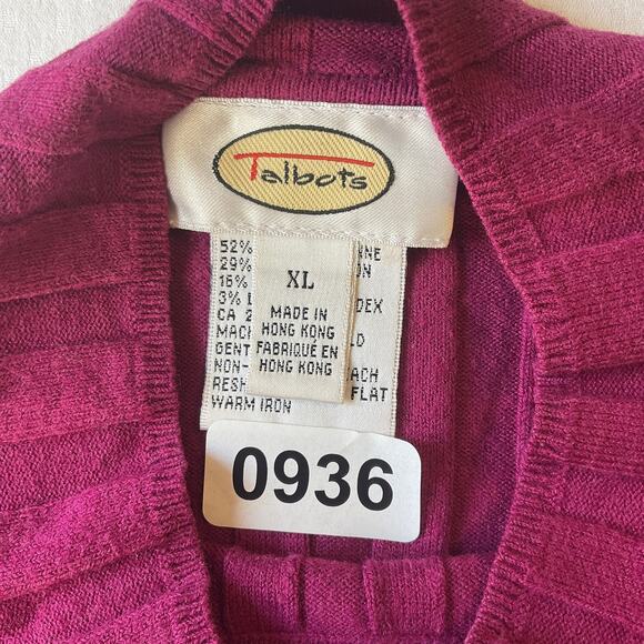 Talbots Women Sweatshirt XL Magenta Rayon Long Sleeve Mock Neck - Picture 2 of 8